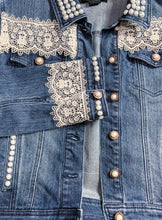 Load image into Gallery viewer, Bridal Lace Jean Jacket