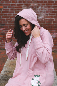 Ivory Rose Hoodie Dress