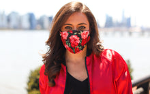 Load image into Gallery viewer, Red Rose Face Mask (Black Background)