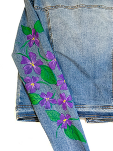Hand Painted Floral Jean Jacket