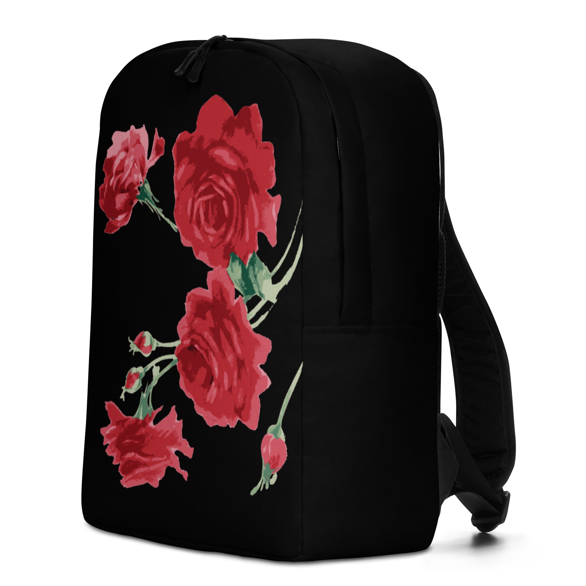 black leather backpack with roses Red Rose Black Backpack – Bloomlala