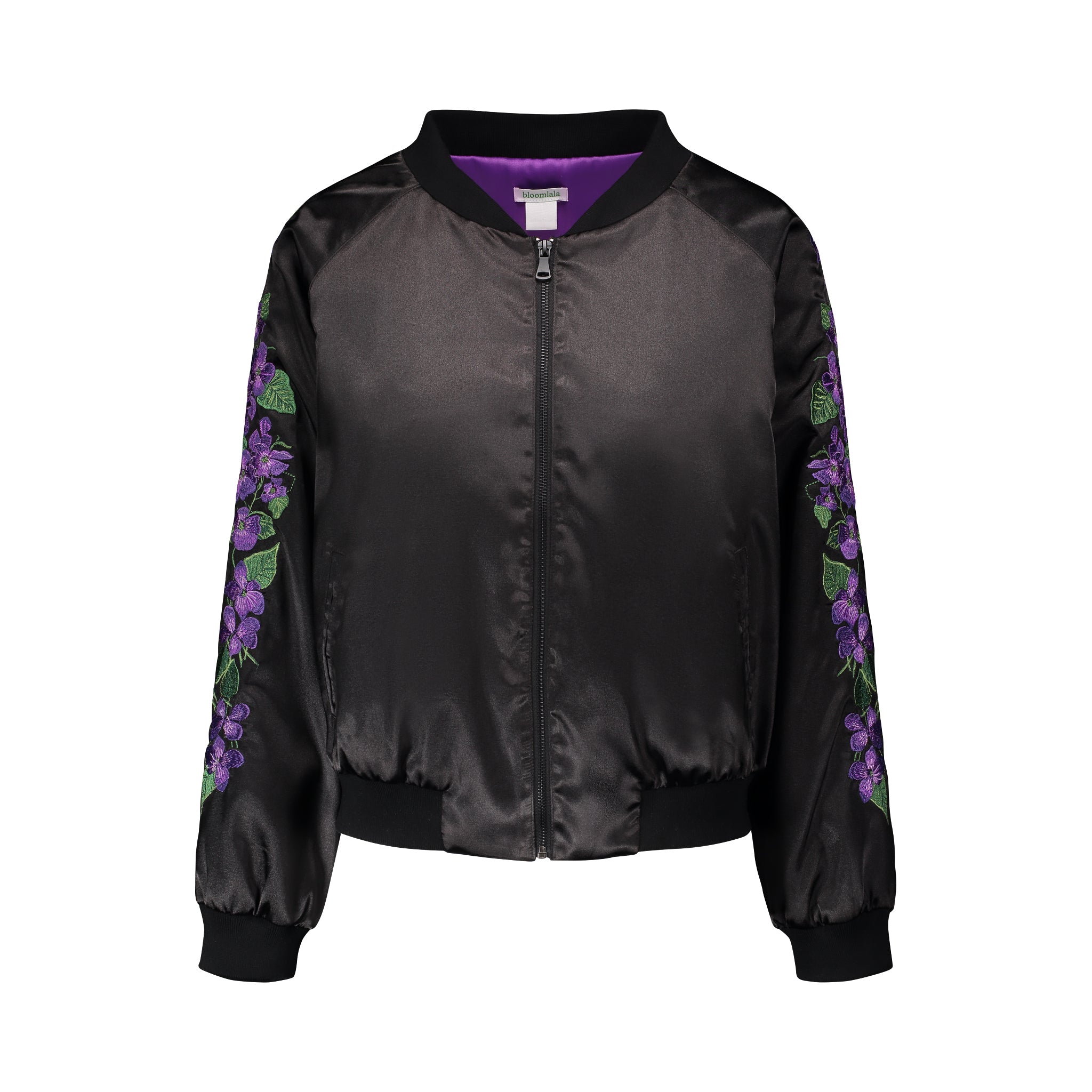 Violet Embroidered Reversible Bomber Jacket – Bloomlala