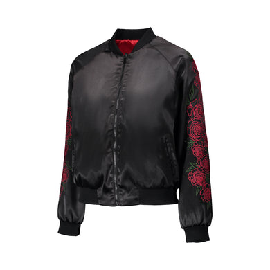 Red Rose Embroidered Reversible Bomber Jacket